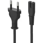 Power Cord 1m 2 Pin PC Power Cable IEC Mains Kettle Lead Replacement Cord for Desktop, Monitor & Printer - Black