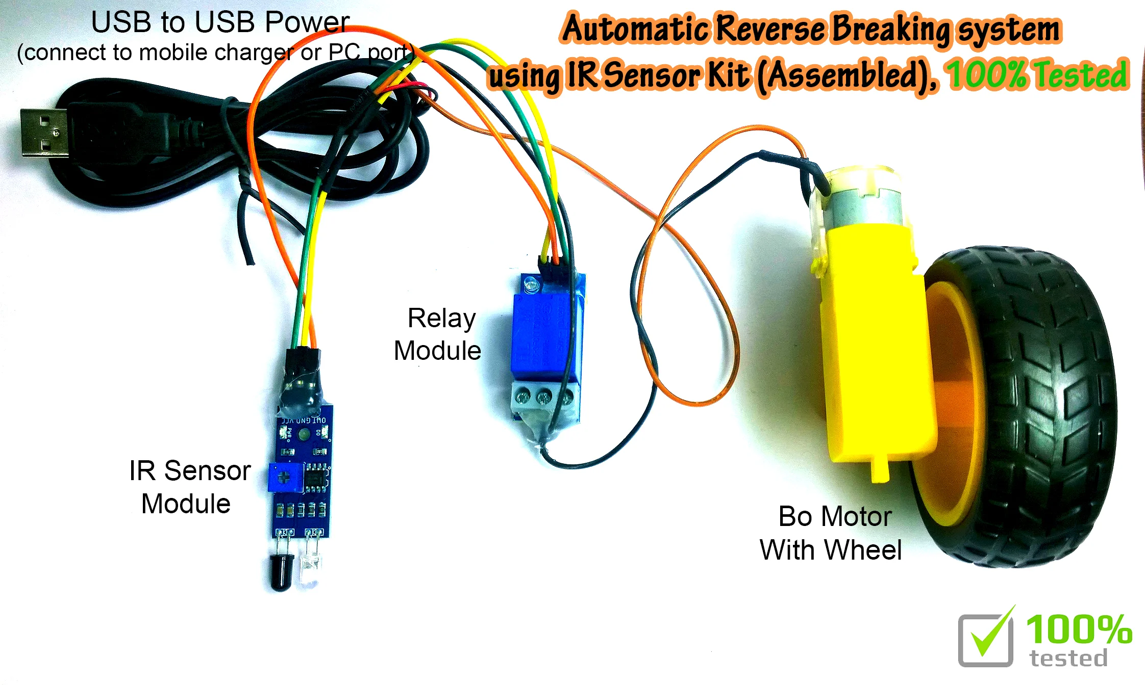 Automatic Reverse Braking system using IR Sensor DIY Experiments  Science Project Model  STEM KIT(Assembled), 100% Tested - Image 3