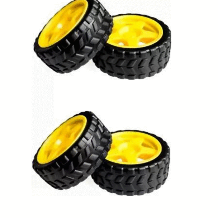 Robot Tire, Yellow wheel  for BO DC Motor(Pack of 4) Automotive Electronic Hobby Kit - Image 1