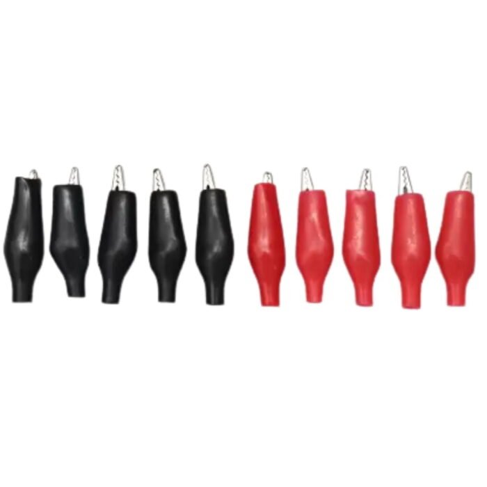 pair of 10 Crocodile Alligator Clips Electrical Test Clamps with Protective Insulation Cover (Black, Red) Electronic Components Electronic Hobby Kit - Image 1