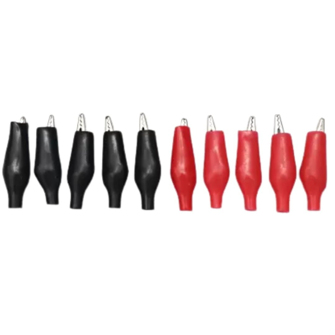 WhatsApp Image 2023-09-15 at 15.57.01 (2) pair of 10 Crocodile Alligator Clips Electrical Test Clamps with Protective Insulation Cover (Black, Red) Electronic Components Electronic Hobby Kit - Image 1