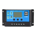 Solar Panel Charger Controller Battery Dual USB LCD Display Regulator (Blue)