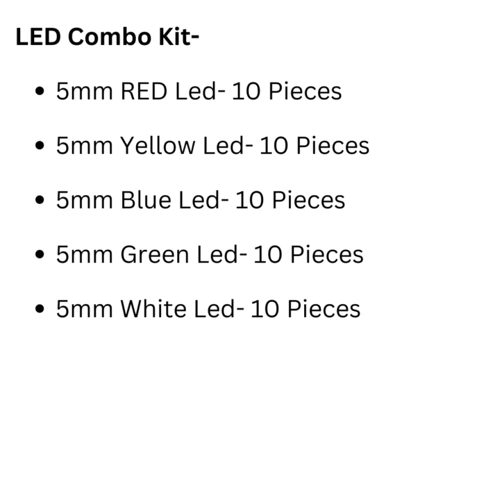 Led Combo (Red-Yellow-Blue- Green-White) 5mm 10pcs each - Image 7