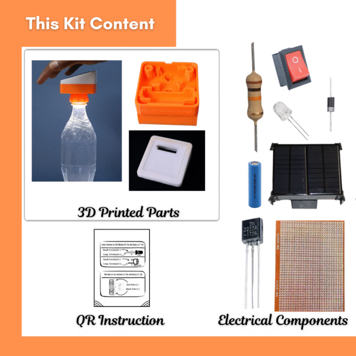 DIY Solar Bottle Lamp V2.0 Kit – Upcycled Plastic Bottle Solar Light with 3D Printed Enclosure - Image 2