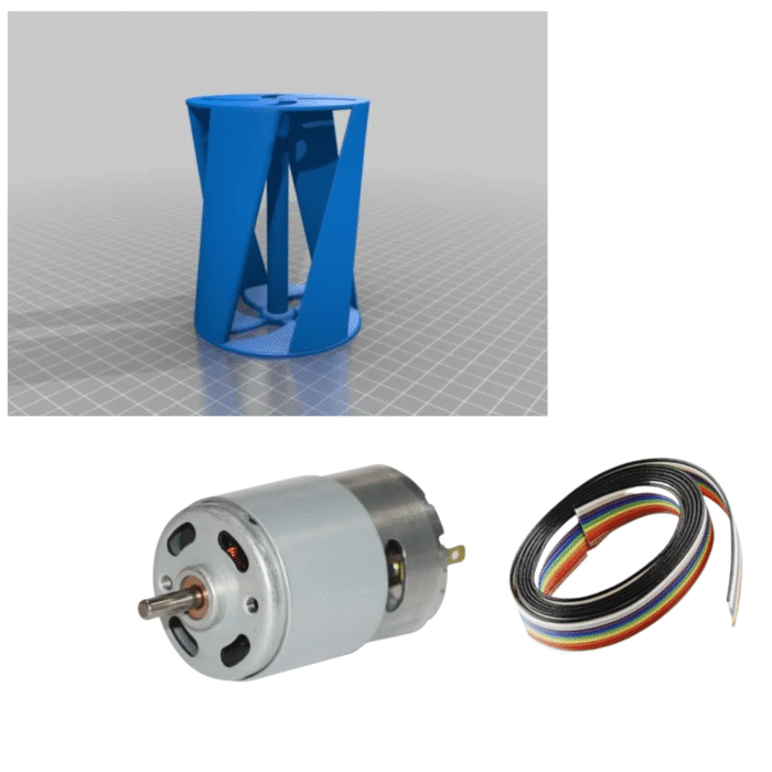 Helical Vertical Wind Turbine – 3D Printed DIY Kit with Generator Motor & LED - Image 1