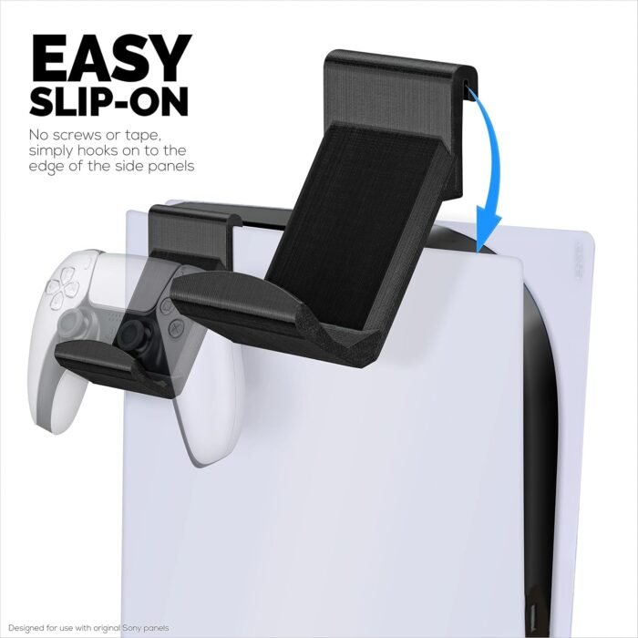 Wall Mount for PS5, PS4, Xbox Controllers | Universal Gamepad Holder with Adhesive Tape | DualSense, DualShock, Xbox Series X/S | Game Controller Stand for Desk or Wall – Black - 100 - Image 2