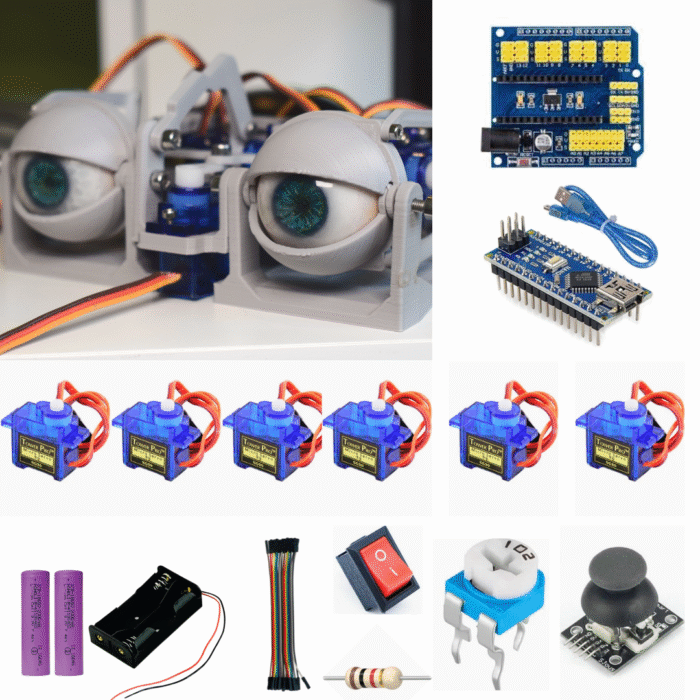 Dual Eye /Bionic robot /Eye Robot Mechanism Animatronics | Simplified Eye Movement Control DIY KIT 3D and Electronic Parts - Image 1
