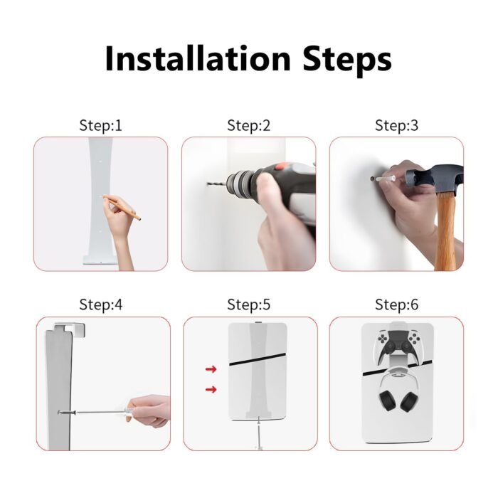 Wall Mount Holder for PS5, PS4, Xbox Series X/S, Switch Pro Controllers | Universal Gamepad Bracket with Screws | DualSense & DualShock Wall Hanger for Gaming Setup – White - 101 - Image 3