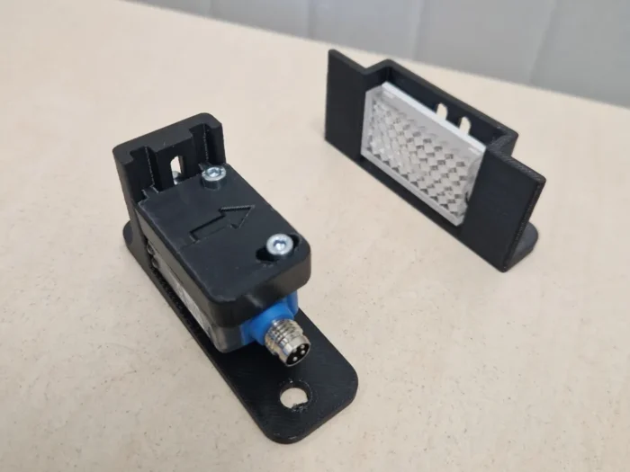 Adjustable Sensor & Reflector Mount | Bracket for SICK GL6 and Similar Photoelectric Beam Sensors – Conveyor Counting Setup (Mount Only) - Image 1