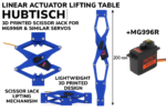 Linear Actuator Lifting Table Hubtisch Diy for Assembly | 3D Printed Scissor Jack Mechanism for MG996R Servo & Similar Motors | DIY Robotics & Automation Project Kit - (143) - Image 2