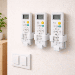 Universal AC Remote Stand Holder Wall Mount Bracket | 3D Printed | White PLA Material | Self Adhesive No Drill Design | 5 x 4 x 2 cm | Pack of 3 - (081)
