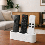 3 in 1 Universal Table Top Remote Holder | White 3D Printed Stand for BLDC Fan, TV & AC Remote Controls | Desk & Living Room Organizer - (080)