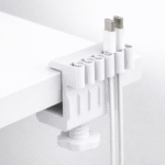 Desk Cable Organizer Clamp Mount – Extra Wide Cable Holder with Locking System, No Stick No Drill Required – Under Desk Wire Organizer for USB, Type C, Charging & Audio Cables – Desk Cable Management